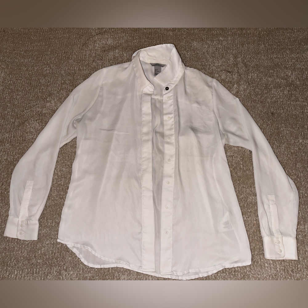 H&M Sheer White Button Down Blouse